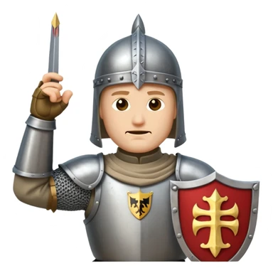 Hazme el emoji de un caballero medieval con actitud muy masculina en diversos estados de animos de los caballeros teutonicos saludando sticker