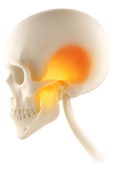 focus su muscolo temporale illuminato sticker