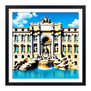 trevi fountain view from up above
no square style no frame png style 
no squared only building sticker