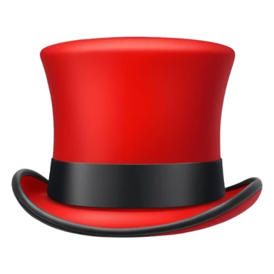 red top hat with black band without bow, compact proportions sticker