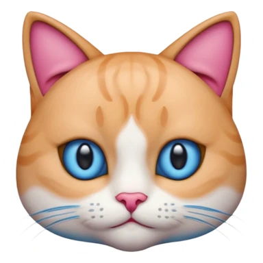 un emoji de lacara de un gato azul con rosa sorprendido sticker