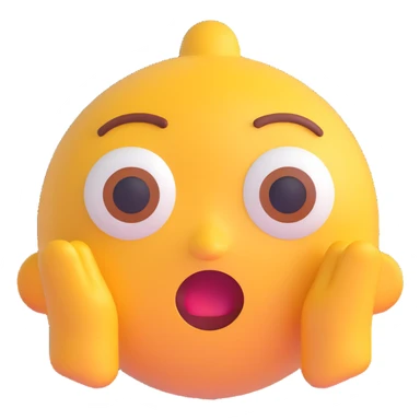 portrait inspired by the person in the reference image, surprised expression, simple background, 3D emoji style sticker