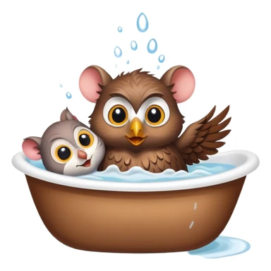 1 rat and 1 owl taking a bath together  sticker