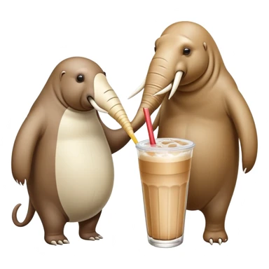 Walrus and anteater with a double straw drink sticker