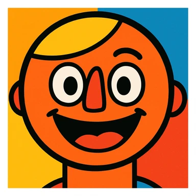 smiling face, vibrant cartoon style sticker