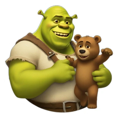 Shrek with a bear sticker