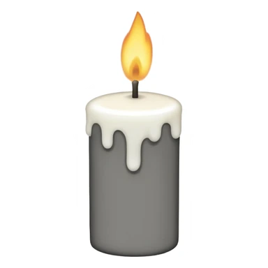 A simple emoji-style illustration of a candle with no flame, the wick slightly burnt, and a small amount of light smoke rising, minimal design, flat emoji look sticker