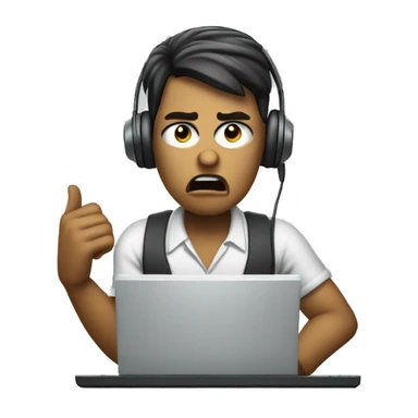 telemarketing attendant with a computer angry sticker