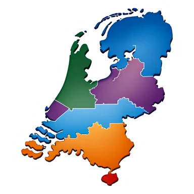 Map outline of the Netherlands with distinctive shape showing provinces sticker