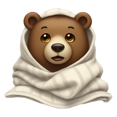 bear cozy in blanket sticker