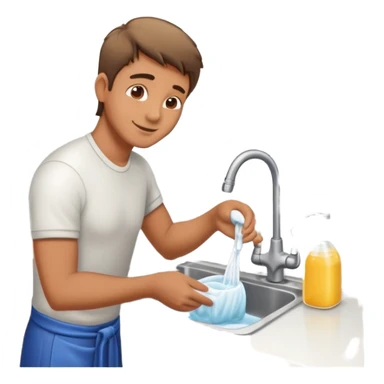 man washing dishes at kitchen sink sticker