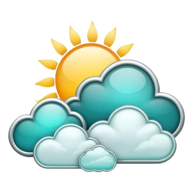 Chromatic sun and cloud, silver and teal sticker