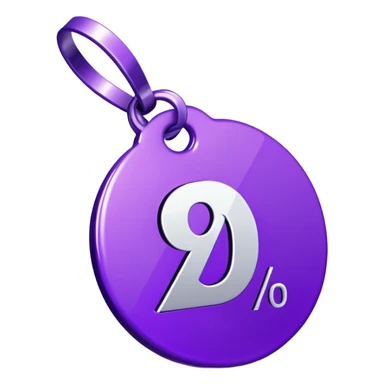 Discount tag with percent symbol in violet colors. sticker
