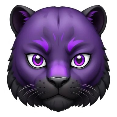 sleek black panther with bright purple eyes, sad face sticker