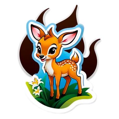 Bambi with lily sticker