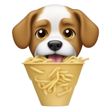 dog eating noddles sticker