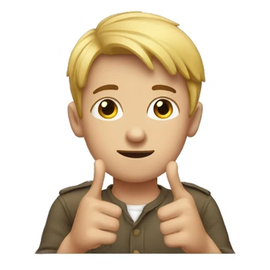 boy with hands down, fingers pointing down sticker