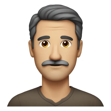 Kind face of a middle-aged man with dark hair, mustache, fair skin, brown eyes sticker