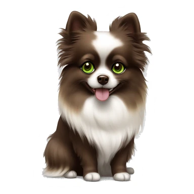 girl chocolate tri merle pomeranian with green eyes  sticker
