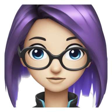 akiba-cyber-girl-purple-and-black-split-dyed-hair-blue-eyes-glasses sticker