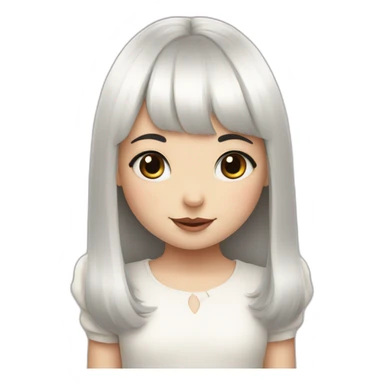 white rabbit with a little girl with black bangs sticker