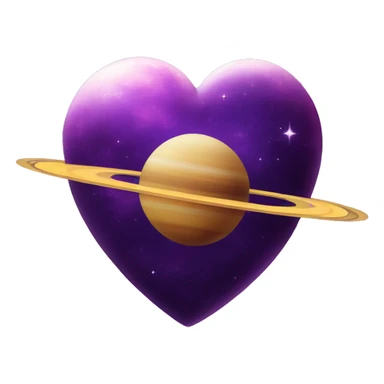 heart shape purple saturn planet sticker