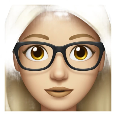 Realistic pale elegant classy model, straight shoulder length brunette, glasses and blue eyes  sticker