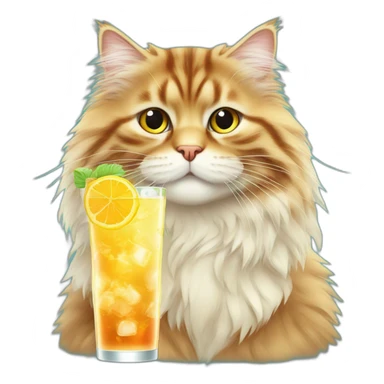 Siberian cat With cocktail at summer sticker