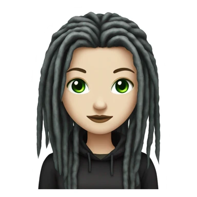 White girl, anonymous, cyberpunk black dreadlocks, green eyes  sticker