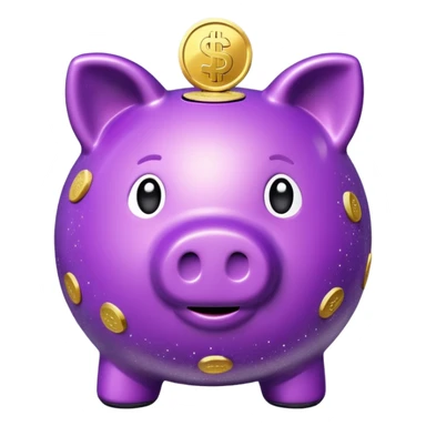 money in a glitter purple piggy bank sticker