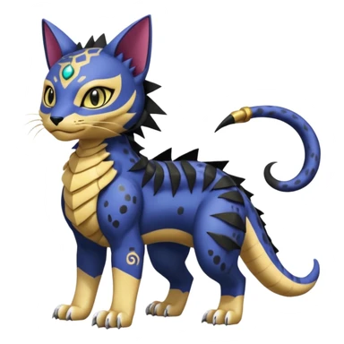 with black rosette-splotches, scaley Bastet-Liepard-Noibat-Gatomon-Garchomp-Digimon-Fakémon-Pokémon-creature (full body) sticker