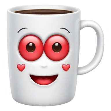 Coffee mug with heart eyes sticker