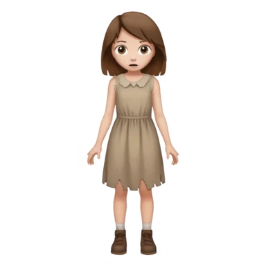 Chica grande  asustada de cuerpo completo con pelo castaño  sticker