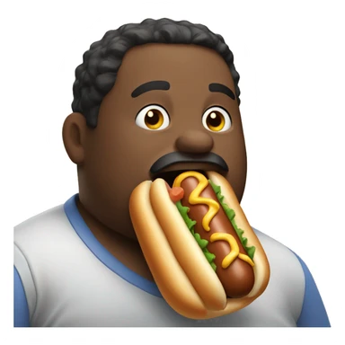 Fat man eating a hot dog sticker