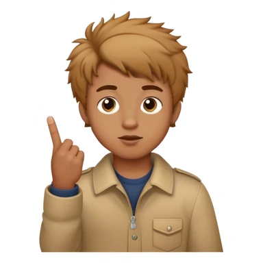 Light brown boy with long coily hair like Dora the explorer sticking middle finger up sticker