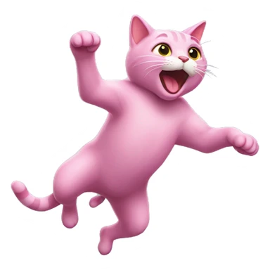 Pink cat jumping up sticker