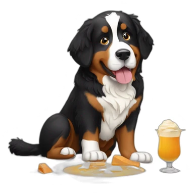 bernese mountain dog eating swiss fondue sticker