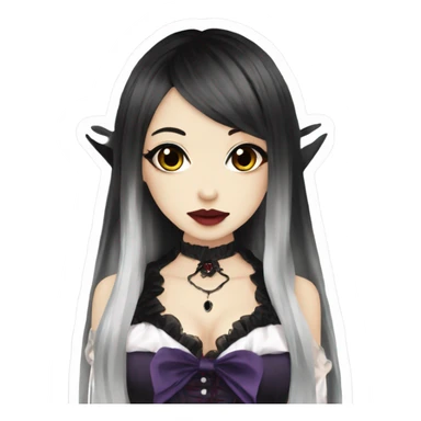 Vampire hime gyaru girl black hair sticker