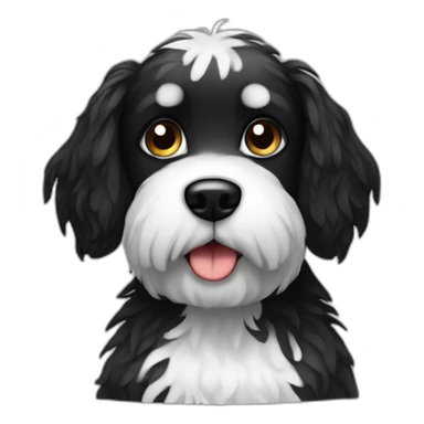 Sitting Hairy Black wet dog with white stripes sticker