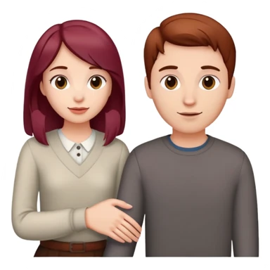 Burgundy haired girl holding brunette boyfriends hand sticker