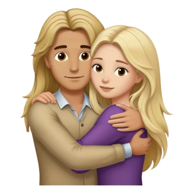 Long haired Blonde woman hugging a tan long haired, brunette man sticker