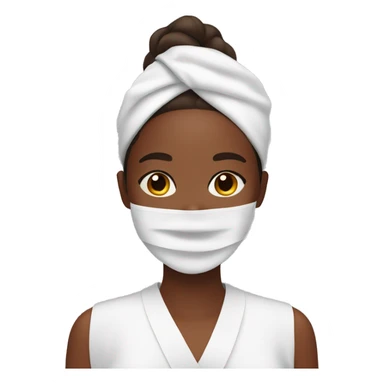 Woman with brown skin. Putting on skincare sheet mask on her face. sticker