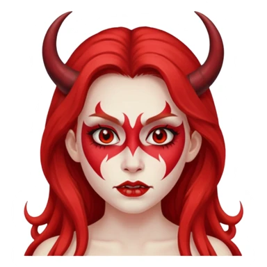 a long-haired red face paint devil girl  sticker