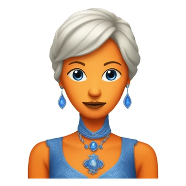 a orange alien woman full body in blue Romanov dress sticker