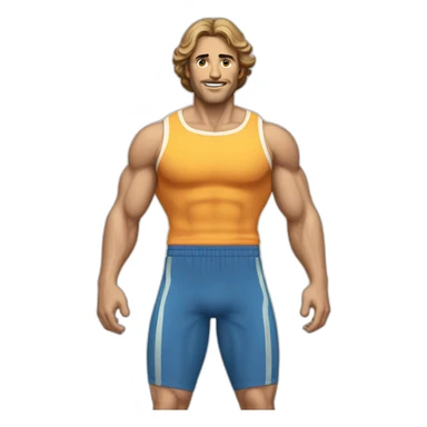 Classic 70s workout clothes for white men sticker