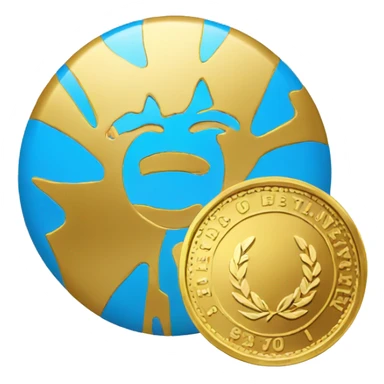 gold coin with UN sticker