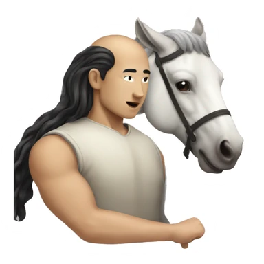 Centaur with the human part a bald Asian man and the horse black sticker
