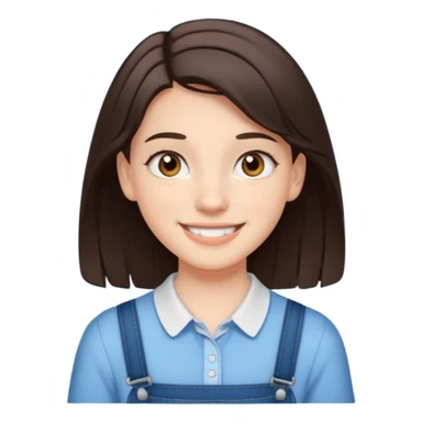 Create an icon of White teenage girl with Brown Eyes and medium length dark brown hair and She is wearing braces sticker