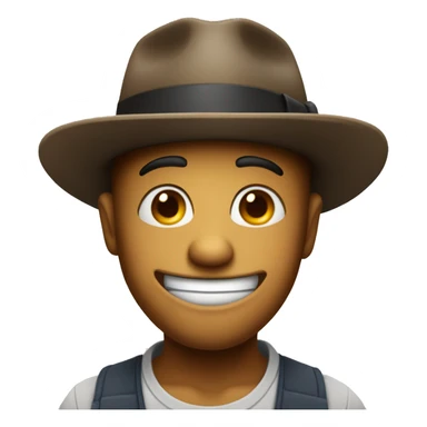 mischievous emoji wearing fedora that is tipped down slightly sticker