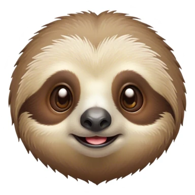 Cinematic Cute Sloth Portrait Emoji, Head tilted playfully and inquisitively, with a delightfully relaxed expression accented by a soft, fuzzy Fur and round, sparkling eyes filled with charm, Simplified yet irresistibly adorable features, highly detailed, glowing with a warm, gentle glow, high shine, affectionate and laid-back, stylized with a touch of whimsical laziness, bright and endearing, soft glowing outline, capturing the essence of a mischievous yet loving sloth that seems as if it could slowly dangle out of the screen into your arms! sticker